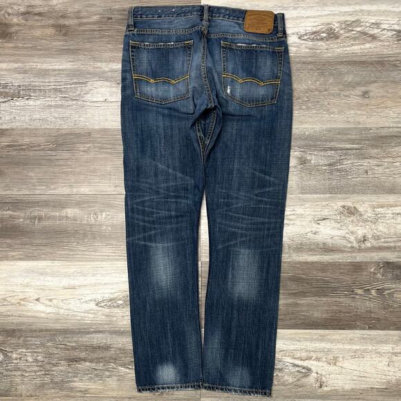 American Eagle Outfitters Faded Blue Mens‎ 33x31 Distressed Slim Straight Jeans - Picture 3 of 11